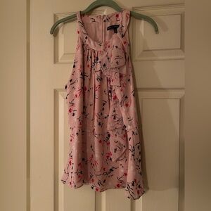 White House Black Market Pink and Black Floral Top